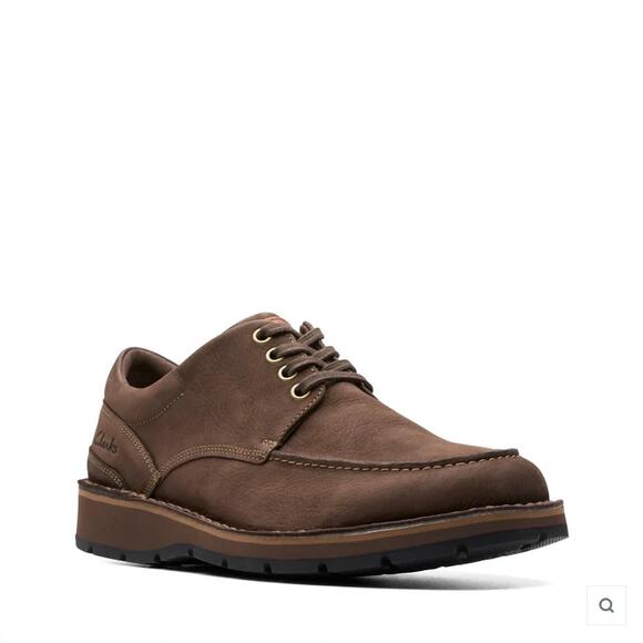 NEW CLARKS men\'s gravelle low lace oxford shoes in dark brown nubuck main image 4